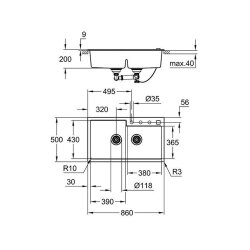 Grohe Einbaubecken K500 90-C 86/50 2.0, granit schwarz