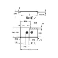 Grohe Einbaubecken K500 90-C 86/50 2.0, granit schwarz