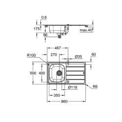 Grohe Einbauspüle K200 45-S 86/50 1.0 rev, Edelstahl