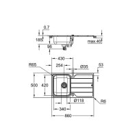 Grohe Einbauspüle K500 45-S 86/50 1.0 rev, Edelstahl