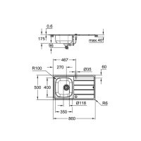 Grohe Einbauspülen-Set, K200 Edelstahlspüle + Bau Edge Armatur