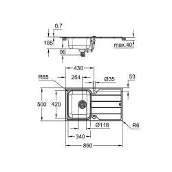 Grohe Einbauspülen-Set, K500 Edelstahlspüle + Minta Armatur