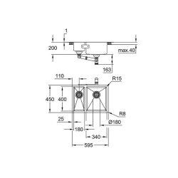 Grohe Spülbecken K700U 60-S 59,5/45 1.5, Edelstahl
