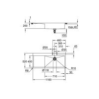 Grohe Einbauspüle K1000 80-S 116/52 1.0, Edelstahl