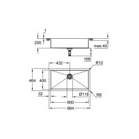 Grohe Spülbecken K700 Spüle 90-S 86,4/46,4 1.0, Edelstahl