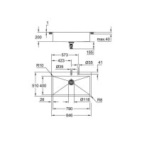 Grohe Einbaubecken K800 90-S 84,6/51 1.0, Edelstahl