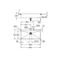 Grohe Einbaubecken K800 120-S 102,4/51 1.0, Edelstahl