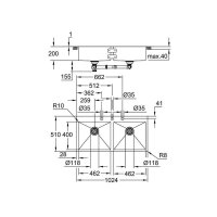 Grohe Einbaubecken K800 120-S 102,4/51 2.0, Edelstahl