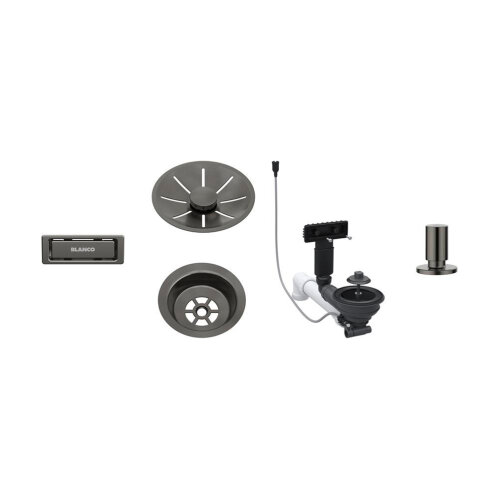 BLANCO Ab- und Überlaufgarnitur Set 1 x 3,5 InFino, mit Ablauffernbedienung, satin dark steel
