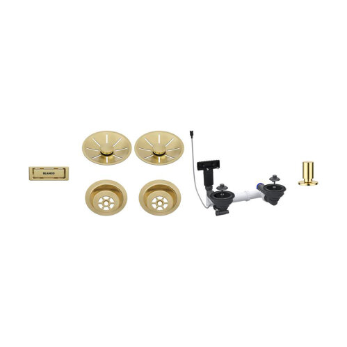 BLANCO Ab- und Überlaufgarnitur Set 2 x 3,5"" InFino, mit Ablauffernbedienung, satin gold