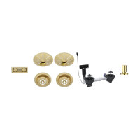 BLANCO Ab- und Überlaufgarnitur Set 2 x 3,5"" InFino, mit Ablauffernbedienung, satin gold