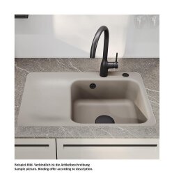 Systemceram Einbauspüle Juna 75 Becken links Excenterbetätigung Satin