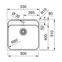 Franke Einbaubecken Smart SRX 210-50 A Edelstahl, Handbetätigung