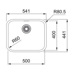 Franke Unterbaubecken Smart SRX 110-50 Edelstahl, Hand-betätigtes Ventil