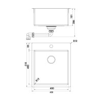 Naber Einbaubecken-Set Corno Basso PR3 mit Küchenarmatur Arco 1 Chrom Hochdruck
