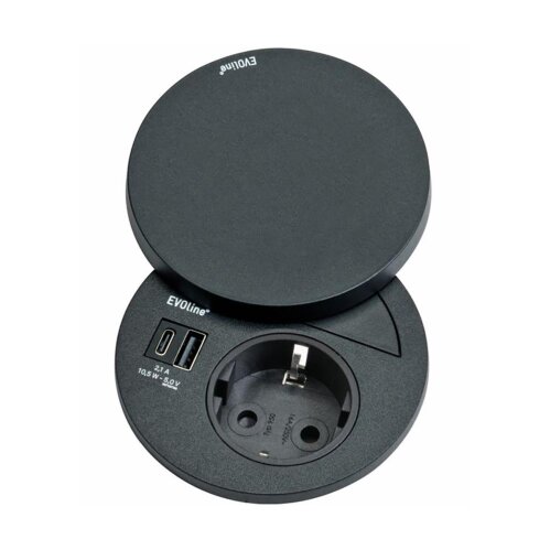 Evoline® Circle80 Hide, Einbausteckdosenelemente, mit Schukosteckdose, USB A/C