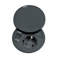 Evoline® Circle80 Hide, Einbausteckdosenelemente, mit Schukosteckdose, USB A/C