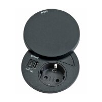 Evoline® Circle80 Hide, Einbausteckdosenelemente, mit Schukosteckdose, USB A/C