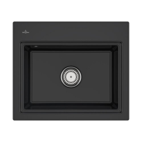 Villeroy & Boch Einbauspüle Subway Style 60 S Premiumline R7 Pure Black mit Handbetätigung und Abtropfgitter in Anthracite