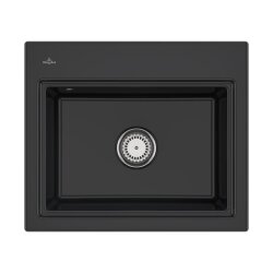 Villeroy & Boch Einbauspüle Subway Style 60 S Premiumline R7 Pure Black mit Handbetätigung und Abtropfgitter in Anthracite