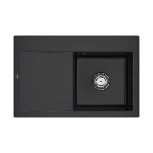 Villeroy & Boch Einbauspüle Subway Style 45 Premiumline R7 Pure Black mit Handbetätigung Becken rechts