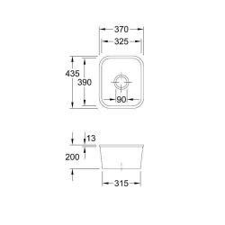Villeroy & Boch Unterbauspüle Cisterna 45 mit Excenterbetätigung Premiumline R7 Pure Black