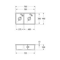 Villeroy & Boch Unterbaubecken Subway 80 U Handbetätigung Premiumline TR Timber