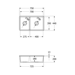 Villeroy & Boch Unterbaubecken Subway 80 U Excenterbetätigung Classicline R1 Weiß alpin (glänzend)