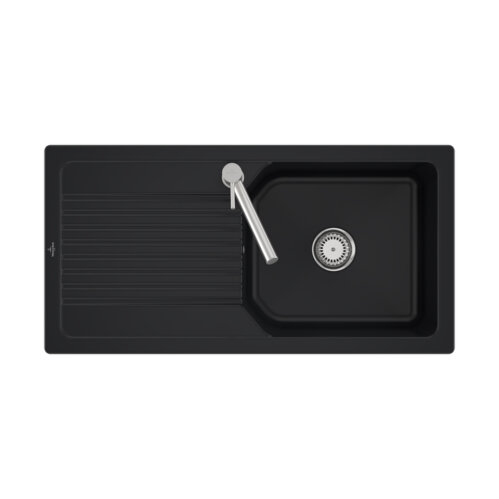 Villeroy & Boch Einbauspüle flächenbündig Linara 60 Flat Handbetätigung Premiumline R7 Pure Black