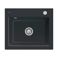 Villeroy & Boch Einbauspüle Subway 60 S Flat flächenbündig mit Excenterbetätigung Premiumline R7 Pure Black