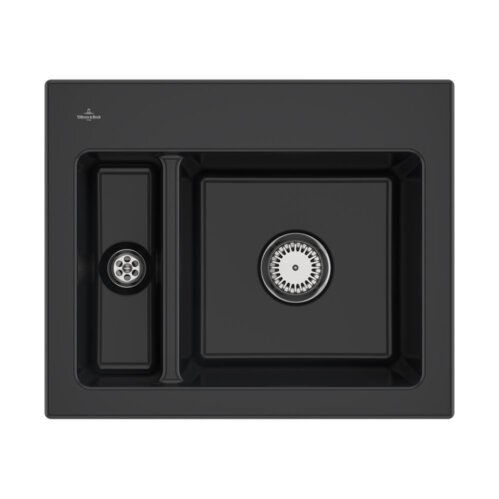 Villeroy & Boch Einbauspüle flächenbündig Subway 60 XM Flat mit Handbetätigung Premiumline R7 Pure Black