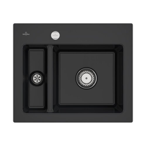 Villeroy & Boch Einbauspüle flächenbündig Subway 60 XM Flat mit Excenterbetätigung Premiumline R7 Pure Black