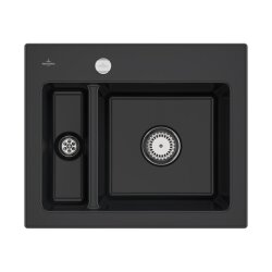 Villeroy & Boch Einbauspüle flächenbündig Subway 60 XM Flat mit Excenterbetätigung Premiumline R7 Pure Black