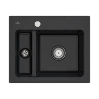 Villeroy & Boch Einbauspüle flächenbündig Subway 60 XM Flat mit Excenterbetätigung Premiumline R7 Pure Black