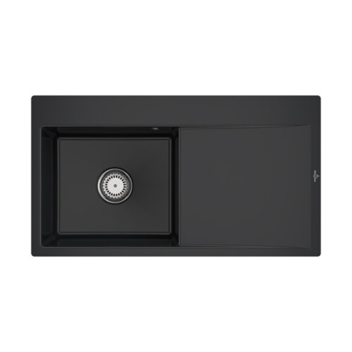 Villeroy & Boch Einbauspüle Subway Style 50 Flat (flächenbündig einbaubar) Becken links Handbedienung Premiumline R7 Pure Black