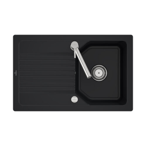 Villeroy & Boch Einbauspüle flächenbündig Linara 45 Flat Excenterbetätigung Premiumline R7 Pure Black