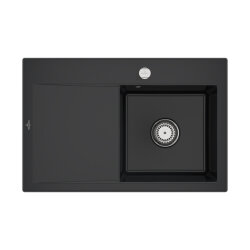 Villeroy & Boch Einbauspüle Subway Style 45 Flat flächenbündig Premiumline R7 Pure Black mit Excenterbetätigung Becken rechts