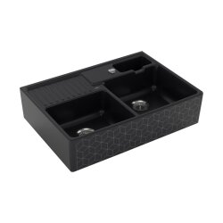 Villeroy & Boch Spülmodul Spülstein Doppelbecken Excenterbedienung Trendline M7 Mosaïque Black