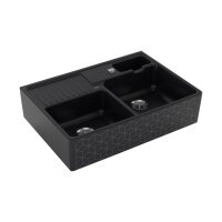 Villeroy & Boch Spülmodul Spülstein Doppelbecken Excenterbedienung Trendline M7 Mosaïque Black