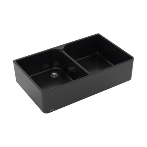 Villeroy & Boch Spülmodul Spülstein Doppelbecken 90 X mit Handbetätigung Premiumline R7 Pure Black