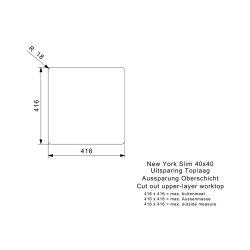 Reginox Einbaubecken New York 40x40 slim Edelstahl flächenbündig einbaubar
