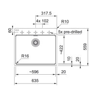 Franke Einbaubecken Maris Care MRG 610-60 C Fragranit, Handbetätigung Steingrau