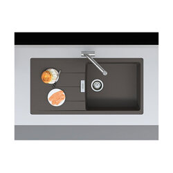 Franke Einbauspüle Urban Flächenbündig UBG 211-100, Fragranit, Black Matt, Drehknopfventil Edelstahl