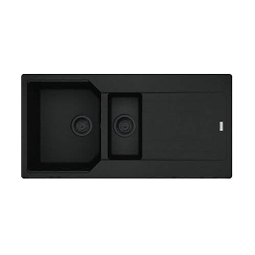 Franke Einbauspüle Urban Flächenbündig UBG 251-100, Fragranit Black Collection Drehknopf Edelstahl