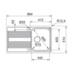 Franke Einbauspüle Rapid RPX 211-86, Edelstahl, Drehknopf Chrom