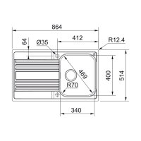 Franke Einbauspüle Rapid RPX 211-86, Edelstahl, Drehknopf Chrom