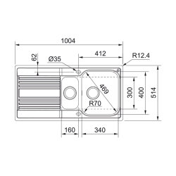 Franke Einbauspüle Rapid RPX 251-100, Edelstahl, Drehknopf Chrom