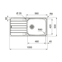 Franke Einbauspüle Spark SKL 611-100 XL, Edelstahl Glatt, Drehknopf Chrom