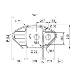 Franke Einbauspüle SKX 651-95 E, Edelstahl glatt, Handbedienung