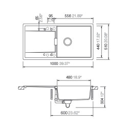 Schock Einbauspüle Cristadur Mono D-100 L A Ivy IVY Exzenterbedienung